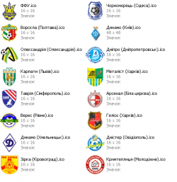 Иконки в виде эмблем украинских футбольных клубов